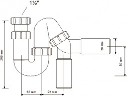 Сифон трубный S-образный без выпуска McAlpine 50 мм MRSK12-50