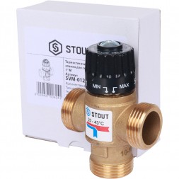 Термостатический смесительный клапан 20-43 С, Kvs=2.5, 1&quot; нр боковое STOUT