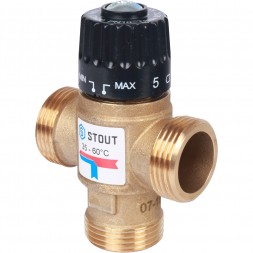 Термостатический смесительный клапан 35-60 С, Kvs=2.5, 1&quot; нр боковое STOUT