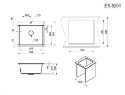 Кухонная мойка кварцевая Granula Estetica ES-5201 Базальт