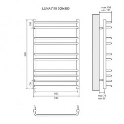 Полотенцесушитель электрический Lemark Luna 800x500