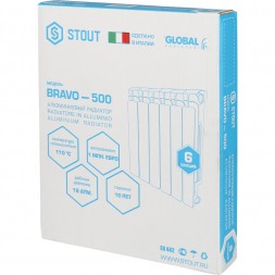 Радиатор алюминиевый STOUT Bravo 500 (6 секций)