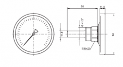 Термометр погружной аксиальный 120С Ø63 TIM